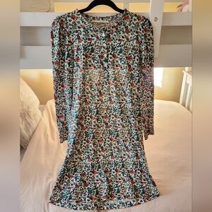 Peruvian Connection Prairie Flower Dress Long Sleeve Cotton Henley Ruffle XS